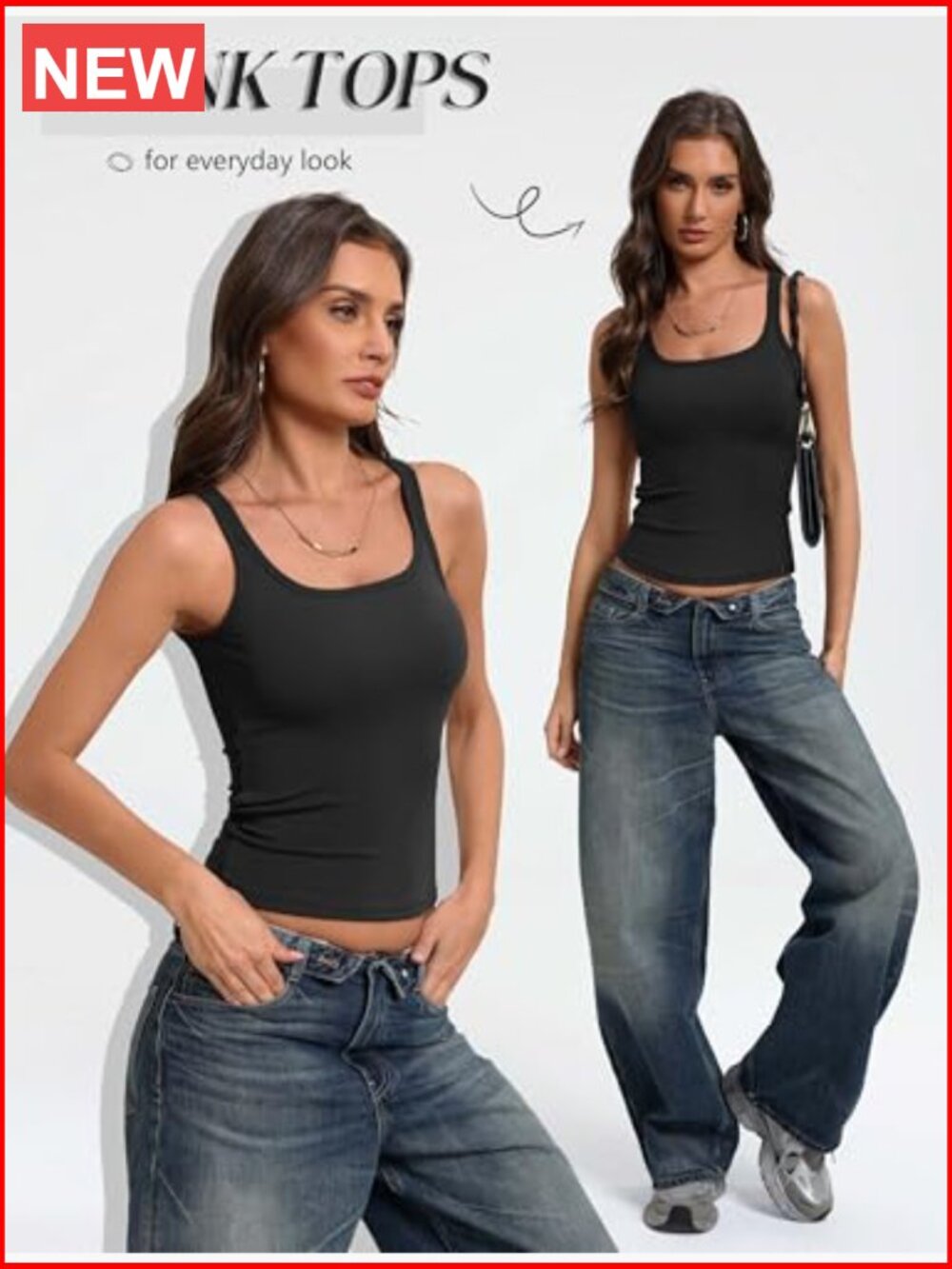 Ribbed Square Neck Tank Top Fitted Slimming Sleeveless Basic Going Out Casual - Picture 4 of 7